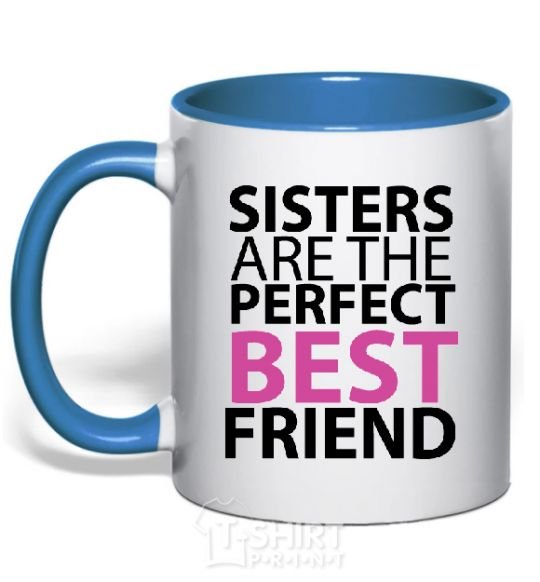 Mug with a colored handle SISTERS... royal-blue фото