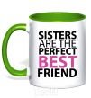 Mug with a colored handle SISTERS... kelly-green фото