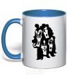 Mug with a colored handle KISS band royal-blue фото