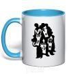 Mug with a colored handle KISS band sky-blue фото