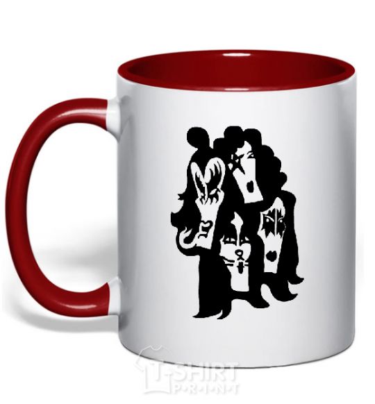 Mug with a colored handle KISS band red фото