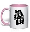 Mug with a colored handle KISS band light-pink фото