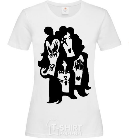 Women's T-shirt KISS band White фото