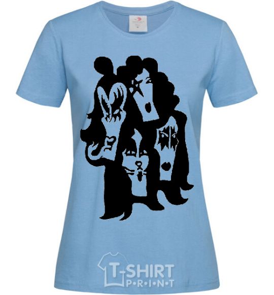 Women's T-shirt KISS band sky-blue фото