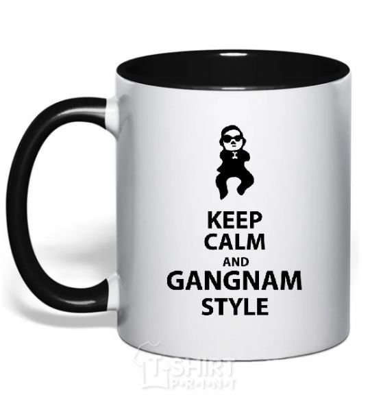 Mug with a colored handle GANGNAM STYLE black фото