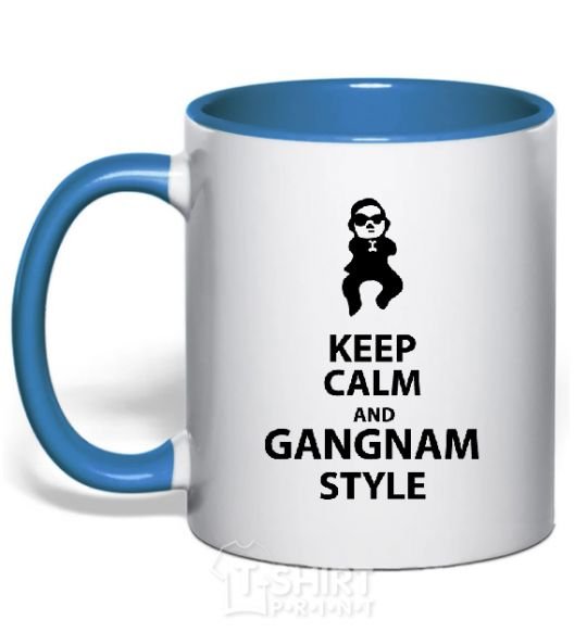 Mug with a colored handle GANGNAM STYLE royal-blue фото