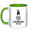 Mug with a colored handle GANGNAM STYLE kelly-green фото