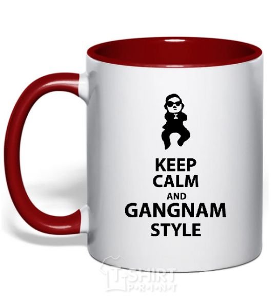 Mug with a colored handle GANGNAM STYLE red фото