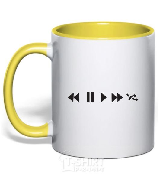 Mug with a colored handle PLAY yellow фото