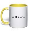 Mug with a colored handle PLAY yellow фото