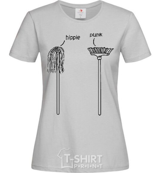 Women's T-shirt HIPPIE/PUNK grey фото