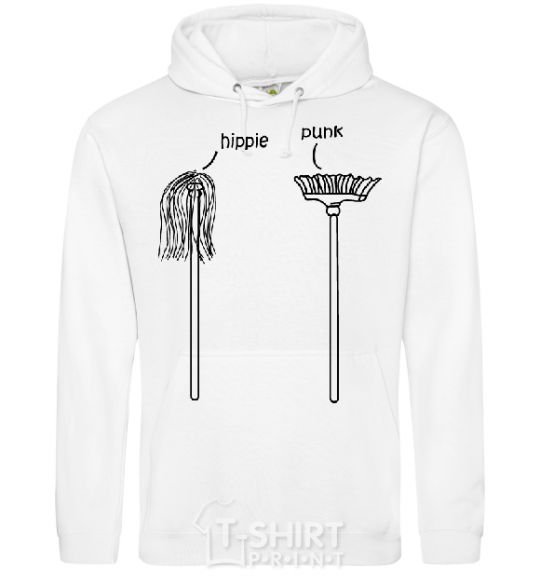 Men`s hoodie HIPPIE/PUNK White фото