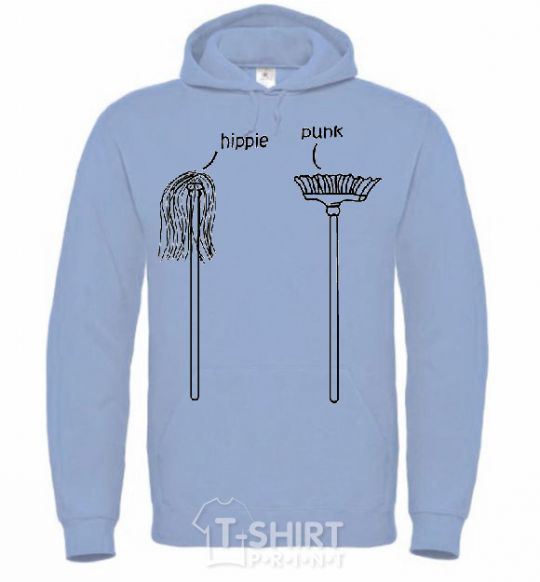 Men`s hoodie HIPPIE/PUNK sky-blue фото