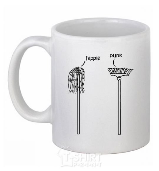 Ceramic mug HIPPIE/PUNK White фото