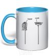 Mug with a colored handle HIPPIE/PUNK sky-blue фото