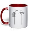 Mug with a colored handle HIPPIE/PUNK red фото