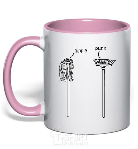 Mug with a colored handle HIPPIE/PUNK light-pink фото