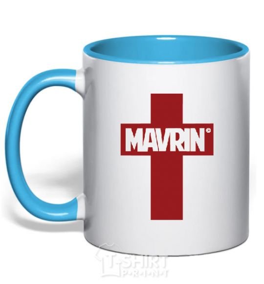 Mug with a colored handle MAVRIN sky-blue фото