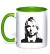 Mug with a colored handle KURT COBEIN kelly-green фото