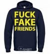 Men`s hoodie FUCK FAKE FRIENDS navy-blue фото
