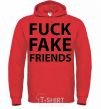 Men`s hoodie FUCK FAKE FRIENDS bright-red фото