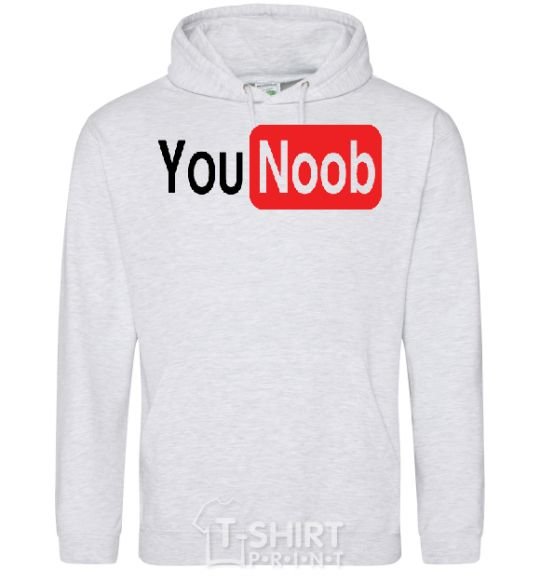 Men`s hoodie YOU NOOB sport-grey фото