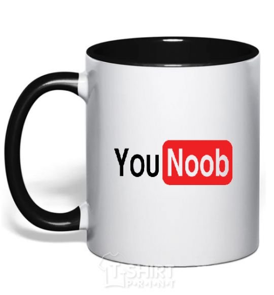 Mug with a colored handle YOU NOOB black фото
