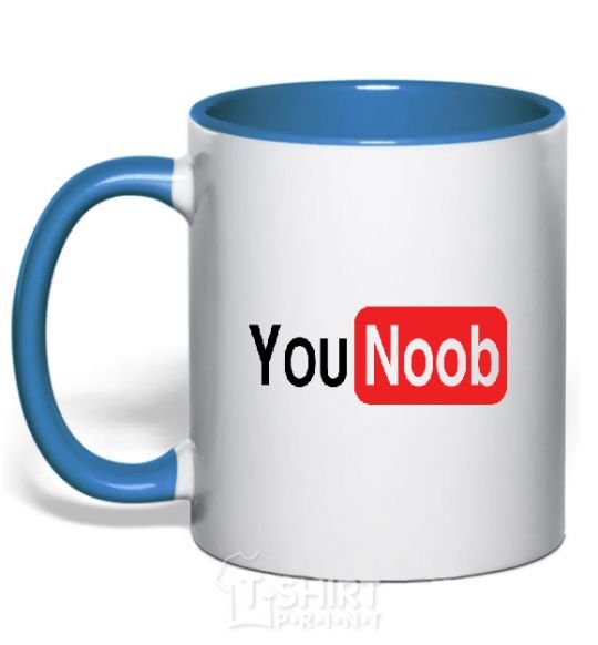 Mug with a colored handle YOU NOOB royal-blue фото