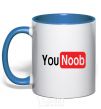 Mug with a colored handle YOU NOOB royal-blue фото