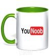 Mug with a colored handle YOU NOOB kelly-green фото