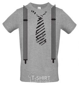 Men's T-Shirt Tie and suspenders grey фото