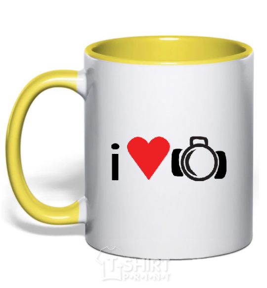 Mug with a colored handle PHOTO yellow фото