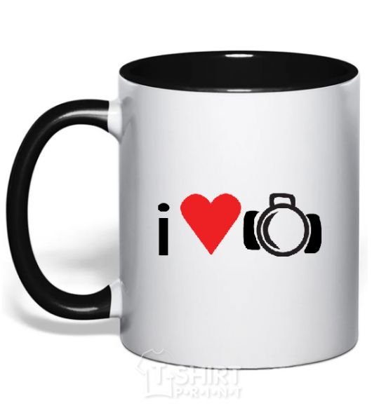 Mug with a colored handle PHOTO black фото