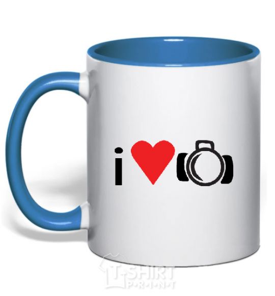 Mug with a colored handle PHOTO royal-blue фото