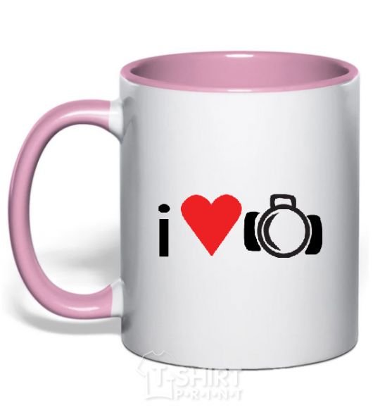 Mug with a colored handle PHOTO light-pink фото