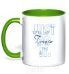 Mug with a colored handle JUST DO IT kelly-green фото