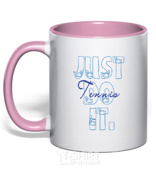 Mug with a colored handle JUST DO IT light-pink фото