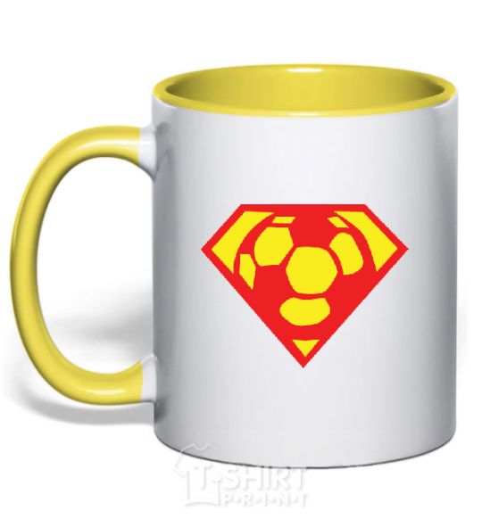 Mug with a colored handle SUPER BALL! yellow фото