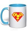 Mug with a colored handle SUPER BALL! sky-blue фото