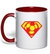 Mug with a colored handle SUPER BALL! red фото