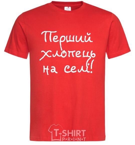 Men's T-Shirt The first guy in the village red фото