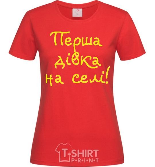 Женская футболка Перша дівка на селі Красный фото