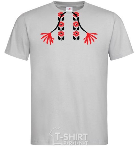 Men's T-Shirt Red embroidered shirt grey фото