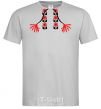 Men's T-Shirt Red embroidered shirt grey фото