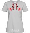 Women's T-shirt Red embroidered shirt grey фото