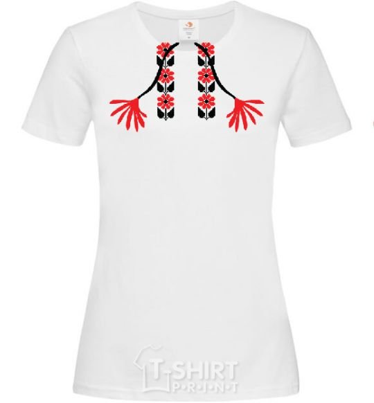 Women's T-shirt Red embroidered shirt White фото