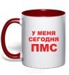 Mug with a colored handle I'M HAVING MY PMS TODAY red фото