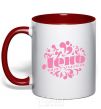 Mug with a colored handle LAZY MOTHER red фото