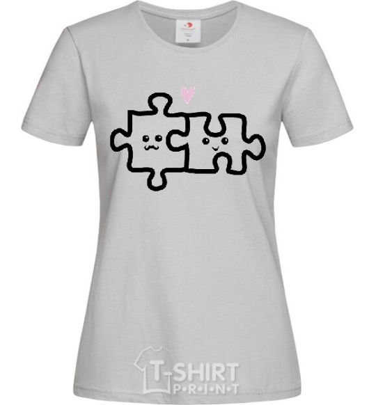 Women's T-shirt PUZZLE grey фото