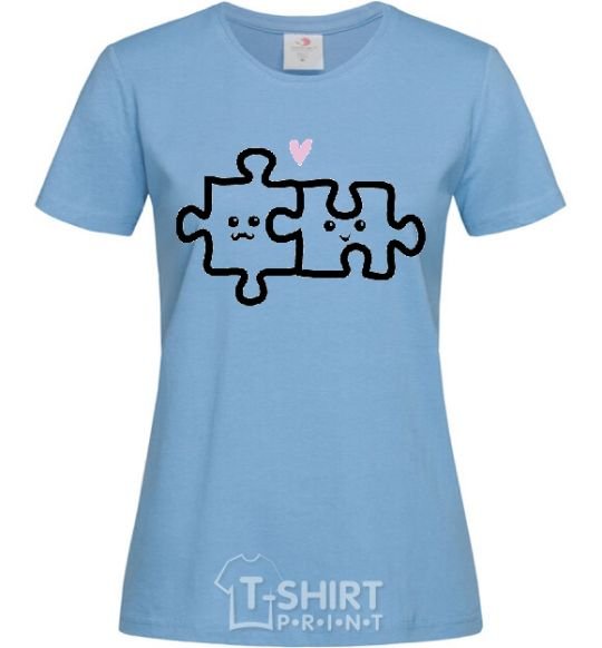 Women's T-shirt PUZZLE sky-blue фото